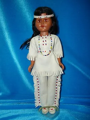 $19.95 • Buy Vintage Knickerbocker 11  Indian Girl Doll In Leather & Beads! 