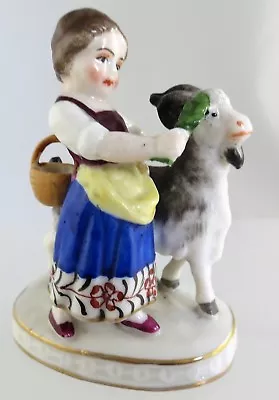  Samson Porcelain Miniature Figurine Girl With Goat Pseudo Chelsea Mark • £16.99