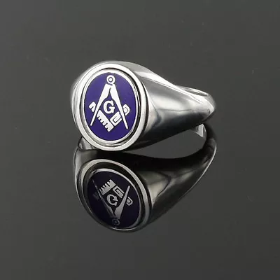 £195.87 • Buy Craf Square And Compass Reversible Blue Masonic Ring Hallmarked Sterling Silver