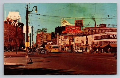 $8 • Buy Denver Colorado CO Broadway Street Phillips 66 Zephyr Burlington Route Postcard