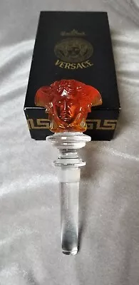 Vintage 90s NOS Rosenthal Versace Medusa Amber Color Crystal Wine Bottle Stopper • $65