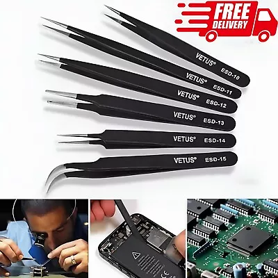6pcs Set Coated Tweezer Precision Airfix Craft Model Stamp Hobby Stainless Steel • £6.60
