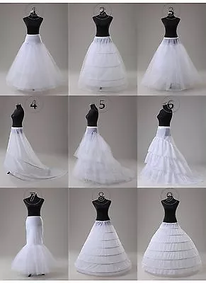 White 9 Style A Line/Hoop/Hoopless/Fishtail Crinoline Petticoat/Slips/Underskirt • $25.99