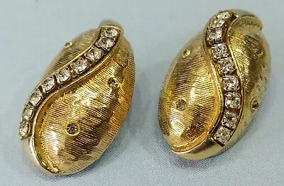 Vintage HAR Gold Tone Rhinestone Clip On Earrings • $99.99