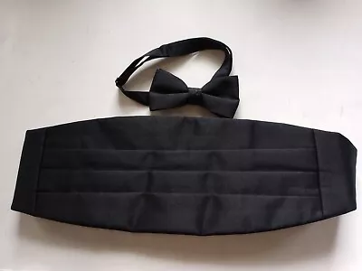 Black Men's Cummerbund And Bow Tie Both Adjustable • $8.91