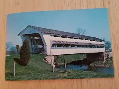 Vintage Postcard Spanning Little Darby Creek Covered Bridge Ohio Milford Center  • $29.97