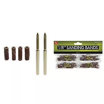 102 PC Sanding Mini Porting Bands Drums 1/8  Round Mixed Grits For Rotary Tool • $22.99