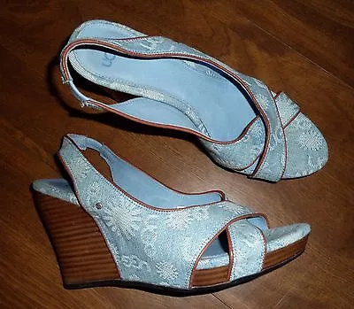 Ugg Australia *hazel* Denim Wedge Platform Sandals - Ladies 7.5m • $17.99