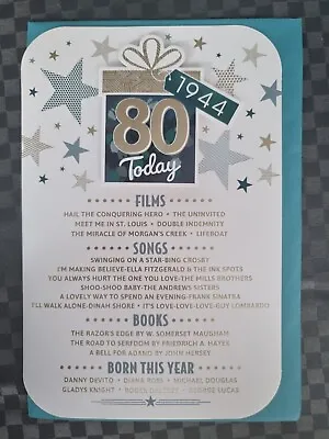 80th Birthday Card Male Year You Were Born Events From 1944 (9 X 6 ) 80 Eighty • £3.99