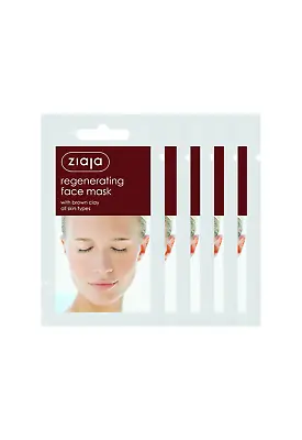 5 X Ziaja Regenerating Face Mask With Brown Clay/Sachet/Display 7Ml OFFICIAL UK • £8.35