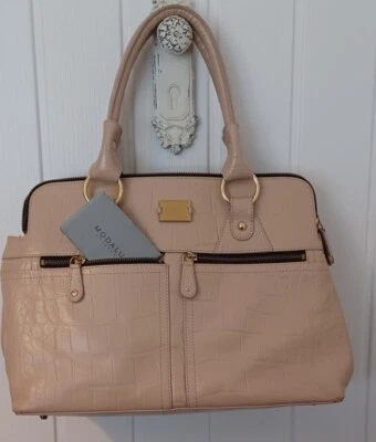 £42 • Buy Modalu Pippa Handbag Cream Leather Croc Shoulder Grab Bag Designer Bag  