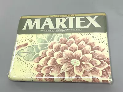 Vintage Martex Twin Flat Sheet East Wind No Iron Percale Floral 90's Farmhouse • $14.99