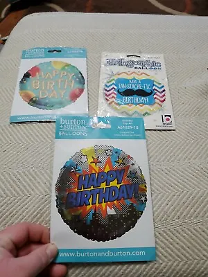 3 Happy Birthday Mylar Balloons- Mustache Party Decorations Lot D • $10