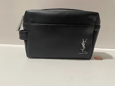 Yves Saint Laurent YSL Parfums Makeup Cosmetic Bag Travel Toiletry Pouch Black • $25