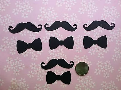 50 Total Black 2 1/4 Inch Mustache & Bow Ties 1 1/2 Inch Die Cuts Punches  • $1.99