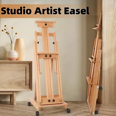 87 Inch Wood Studio Artist Easel Beech Wood Painting Art Easel Standing H-Frame • $143.25