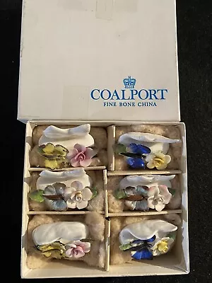 Vintage Coalport Bone China Flowers And Butterflies Place Card Holders Set Of 6 • $60