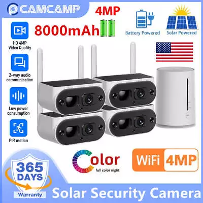 Camcamp 2K 4MP Solar Battery Security Camera System Wireless Outdoor PIR Cam US! • $139.99