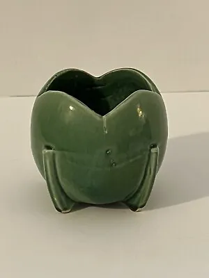 Vintage MCM McCOY Pottery ART DECO Green VASE  1930-40s 4  Tulip Ball Planter • $49