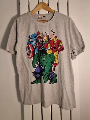 Grey Short Sleeve Marvel Comics T Shirt Medium Retro Vintage Hulk Thor • £8