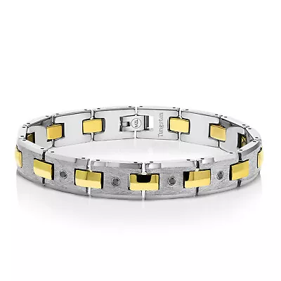 Black Diamond Tungsten Bracelet With Gold Plated Connector Links For Men • $99.99