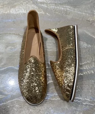 Women Glitter Ballet Flats Sequin Upper Almond Toe Gold • $20