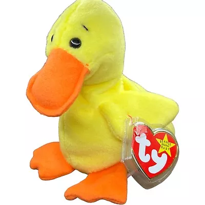 TY Original Quackers Beanie Baby Duck Retired 1994 With Tags Stuffed Animal Toy • $8.59