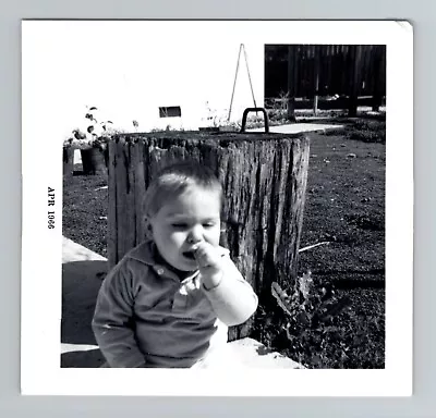 Vintage 60s Photo - Baby Boy Sucking Thumb - Black And White Snapshot • $7.99