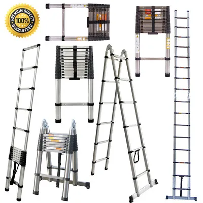 2.6M-5.0M Folding Extenable Ladder Telescopic Multi-Purpose Ladders 8.5FT-16.5FT • $93.99