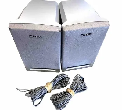 2 SONY SS-MSP95 Mini Cube Speaker System Silver Tested 4  6.5  Vtg Y2K Retro • $19