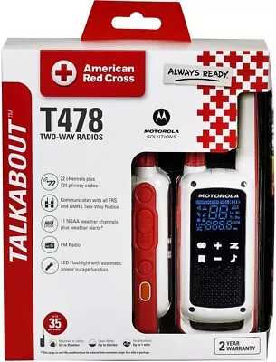 Motorola Solutions Talkabout T478 Red Cross 2-Way Radio 35 Mile Range White • $87