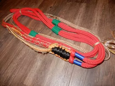 Red Nylon On Tan Poly 9/7 LH 3/4  X 3/4  EPT Bull Ropes - Rodeo Rider 16' • $289.99