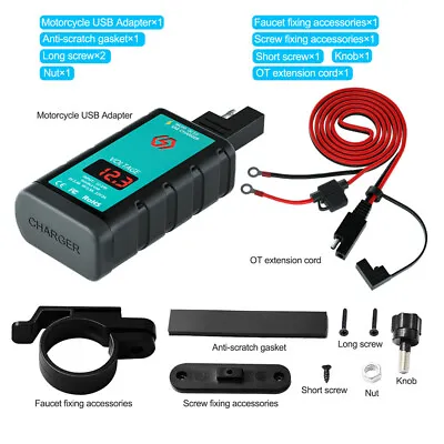 12V Motorcycle Dual QC3.0 Type C Fast USB Charger SAE To USB Adapter Voltmeter • $19.78