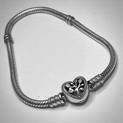 Pandora Moments Family Tree Heart Clasp Snake Chain Bracelet • £0.99
