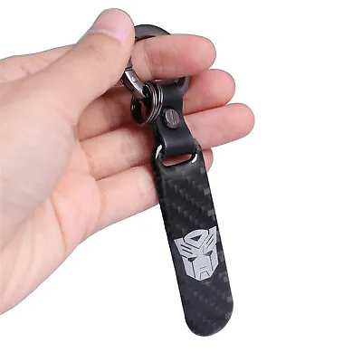 Carbon Fiber Silver Transformers Autobots Logo Keychain Car Key Ring Key Chain • $10.44