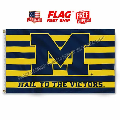 Michigan Wolverines 3x5 Flag Hail To The Victors Man Cave Banner FREE Shipping  • $12.98