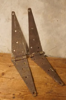 Antique Wrought Iron Barn Door Hinge Pair 24  (12  Side) • $75