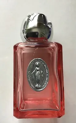 Rose Colored Holy Water Bottle With Medallion Of The Blessed Mother • $25