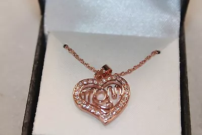 Mom's Mother's Diamond Rose Gold Heart Necklace New In Box  • $7.99