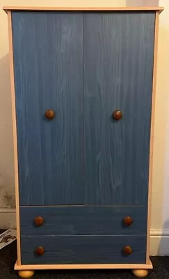 £40 • Buy Second Hand Used Small Wardrobe With Two Drawers In Blue Colour.