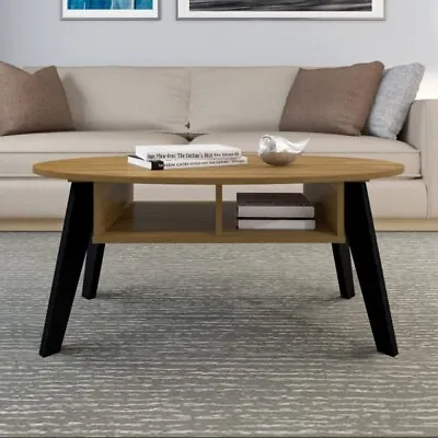 Oak Effect With Black Legs Coffee Table W100cm X D60cm X H43.5cm MORTON • £109