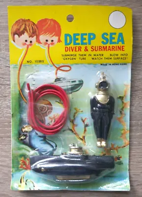 VINTAGE DEEP SEA DIVER & SUBMARINE TOY 1970's HONG KONG RARE NEW NOS TRESCO O122 • $93.25