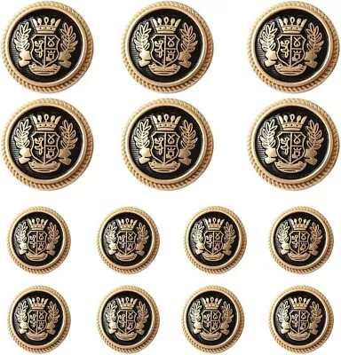 14 Pieces Black Gold Metal Blazer Button Set 15mm 20mm For Blazers Suits Sports • $17.91