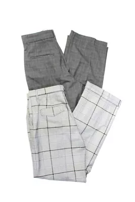 Vince Camuto Zara Womens Plaid Hook Close Straight Leg Pants Black Size S Lot 2 • $42.69