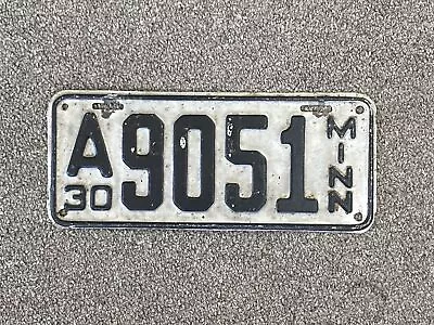 1930 Minnesota License Plate #A9051 • $20