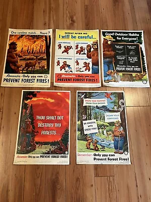 5 Vintage 1950's Smokey The Bear POSTERS - Only You Can Prevent Forest Fires • $12.50