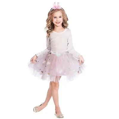 Kids Swan Fairy Tale Princess Fairy Tutu Headband Fancy Dress Costume Set Girls • £12.33