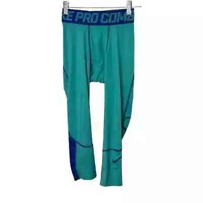 Nike Pro Combat Teal Compression 3/4 Leg Tights Men's Size Small  • $19