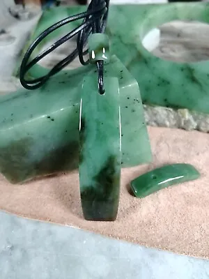 $250 • Buy Siberian Nephrite Jade Pendant Bead Set 3 X From Rough Jade Slab