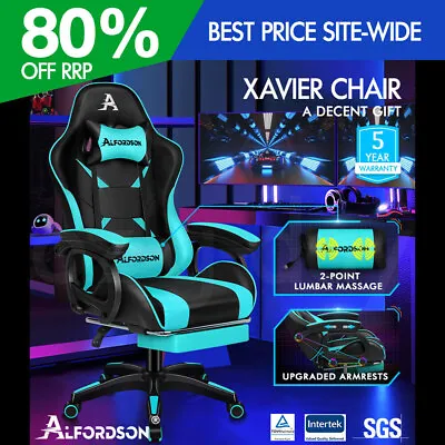 $199.95 • Buy ALFORDSON Gaming Office Chair Massage Racing Computer Seat Footrest Leather